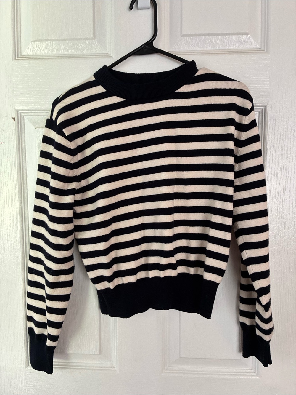 Zara Navy & Cream Striped Knit Sweater